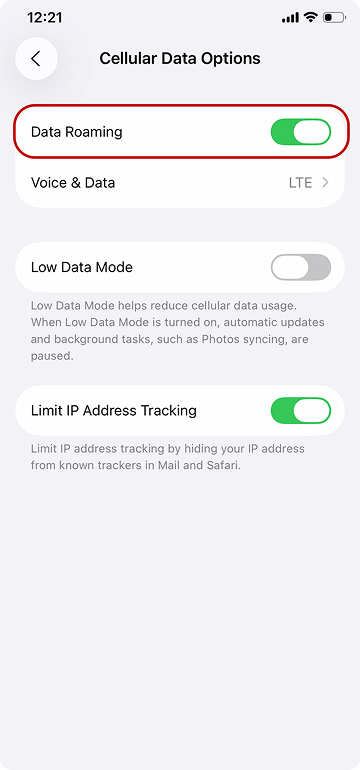 آیفون – مرحله ۴: انتخاب Voice & Data